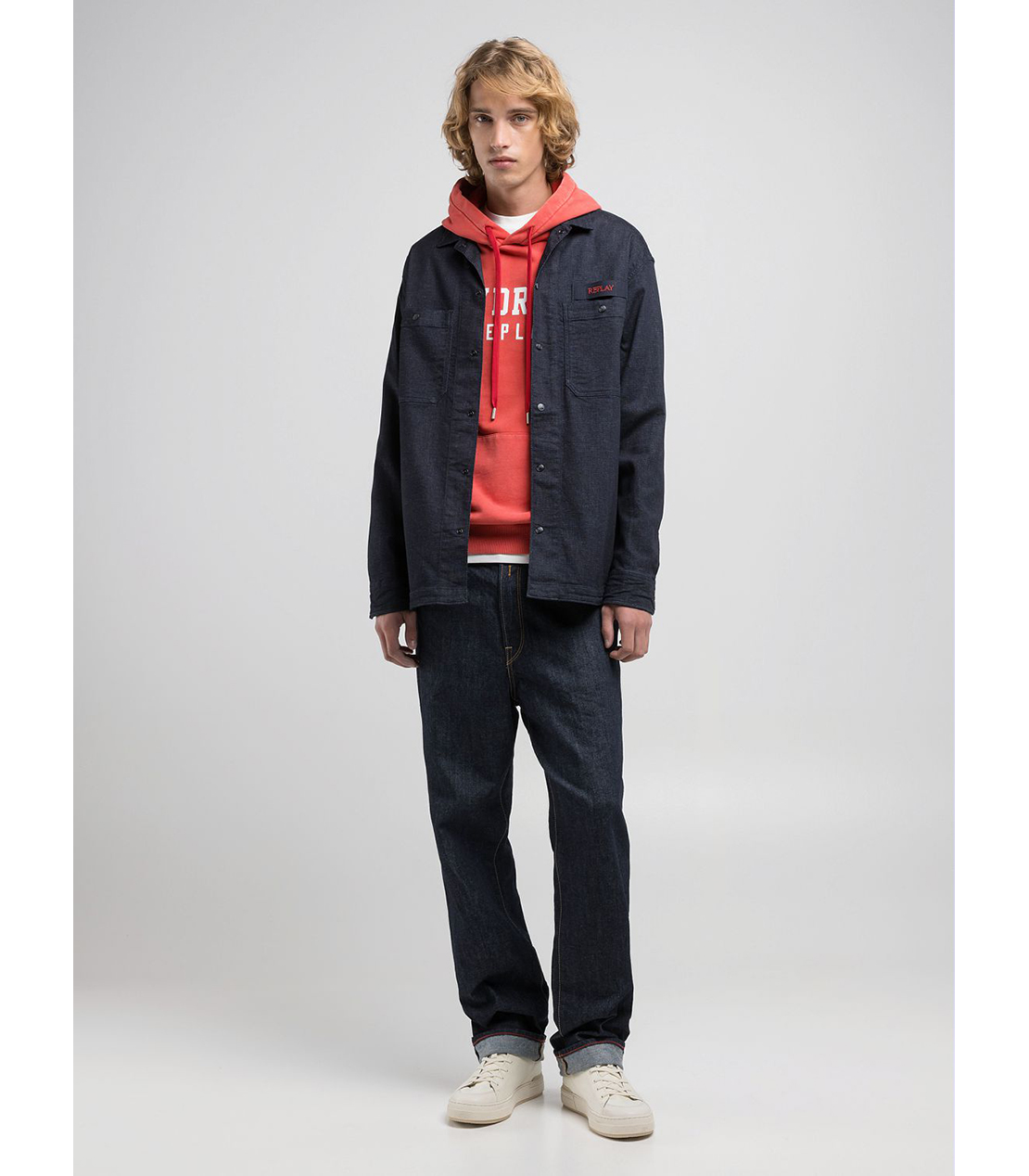 リラックスフィット レタリングデニムシャツ 詳細画像 ダークブルー 3